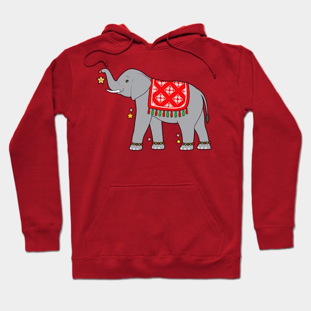 Elephant Dressed for the Holidays Hoodie by PenguinCornerStore